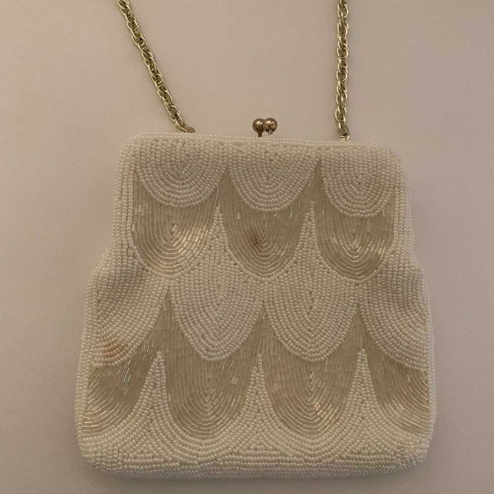 Walborg Vintage Beaded Purse with Gold Colored Chain and Clasp